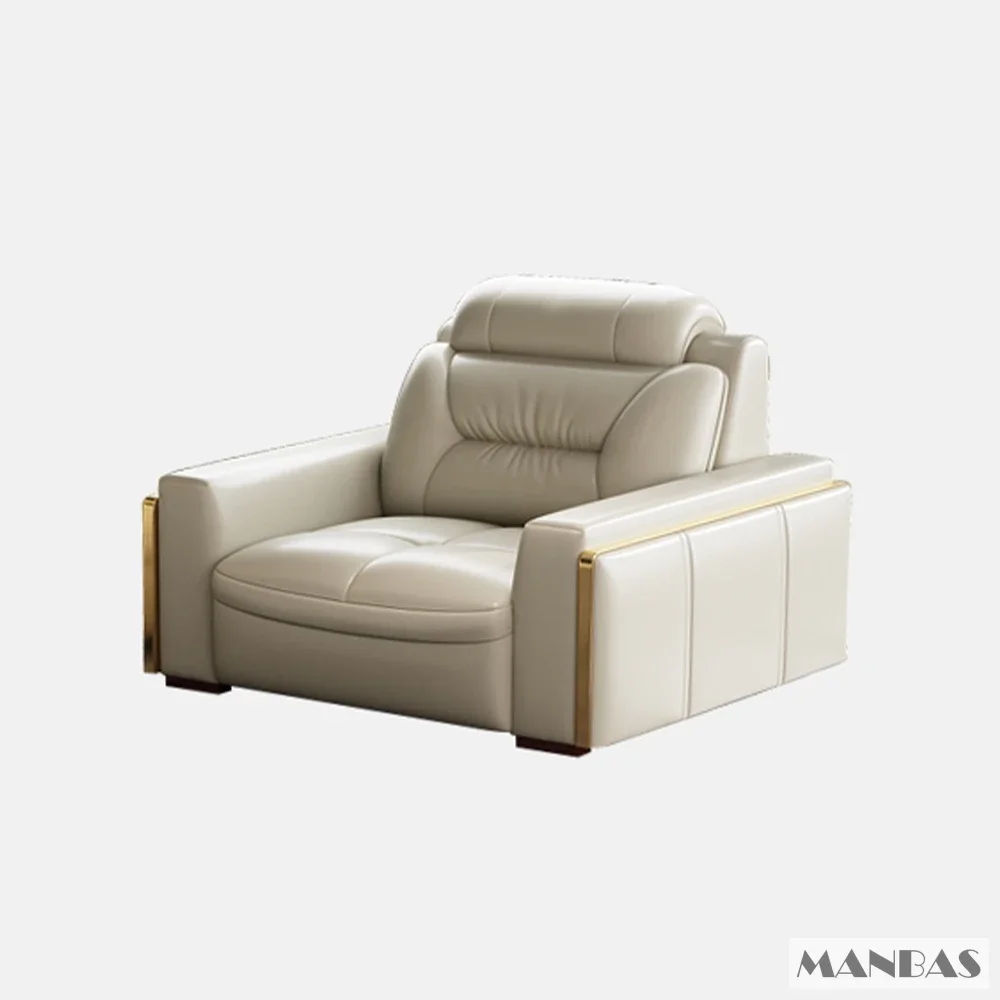 Premium Italian Genuine Leather Sectional Sofa Sets Couch Sofas with USB and Bluetooth Speaker - MANBAS Living Room Furniture - Image 9