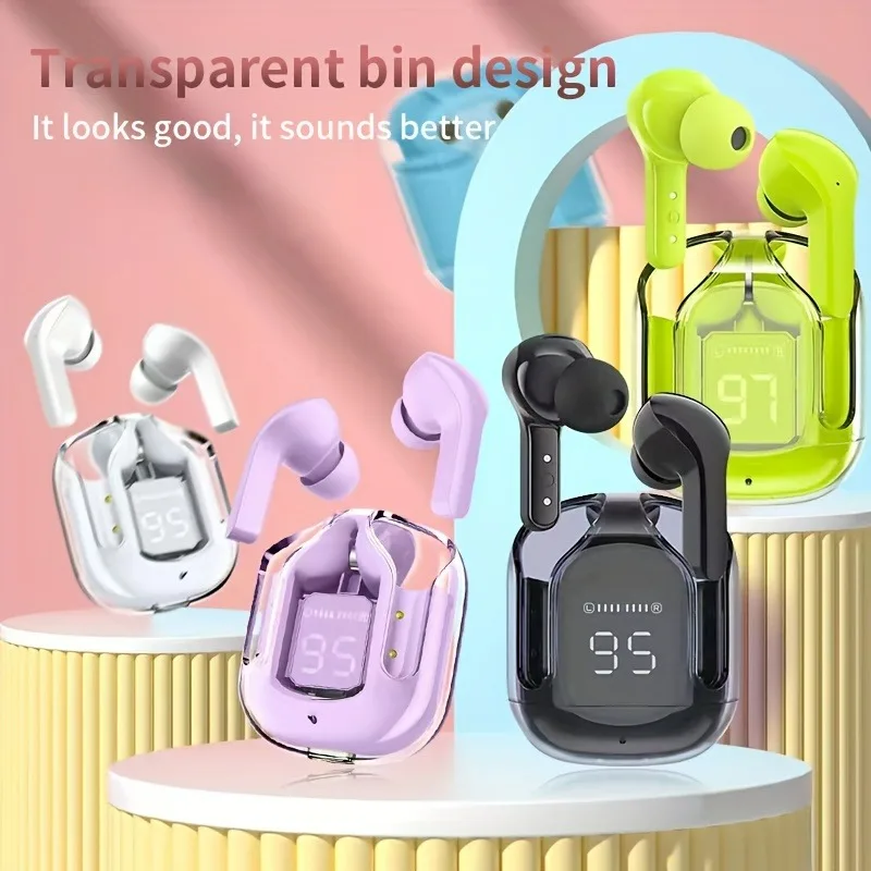 Original Wireless Bluetooth Earphone Transparent HIFI Headphones LED Power Digital Display Stereo Sound Earphones for Xiaomi - Image 2