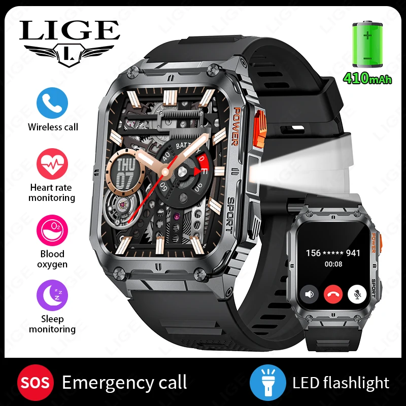 LIGE 1.91 inch HD Screen Smart Watch With Led Lighting IP68 Waterproof Outdoor Sports Health Monitor Smartwatch For Android IOS - Image 8