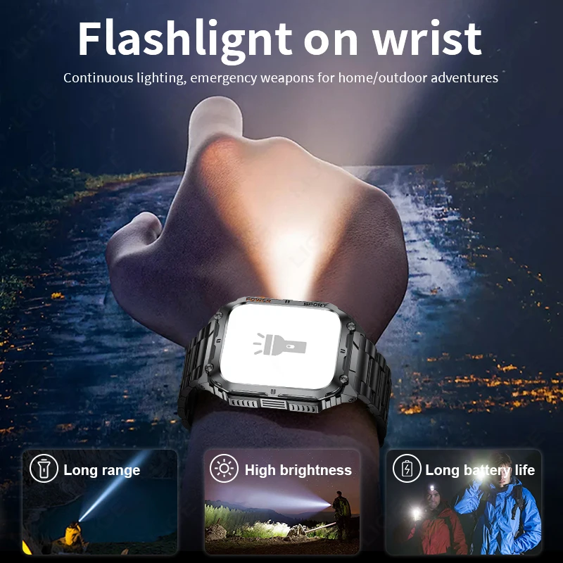 LIGE 1.91 inch HD Screen Smart Watch With Led Lighting IP68 Waterproof Outdoor Sports Health Monitor Smartwatch For Android IOS - Image 5