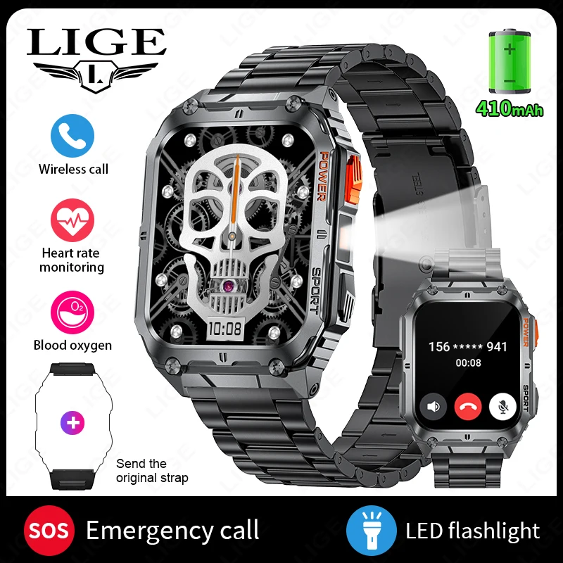 LIGE 1.91 inch HD Screen Smart Watch With Led Lighting IP68 Waterproof Outdoor Sports Health Monitor Smartwatch For Android IOS - Image 10