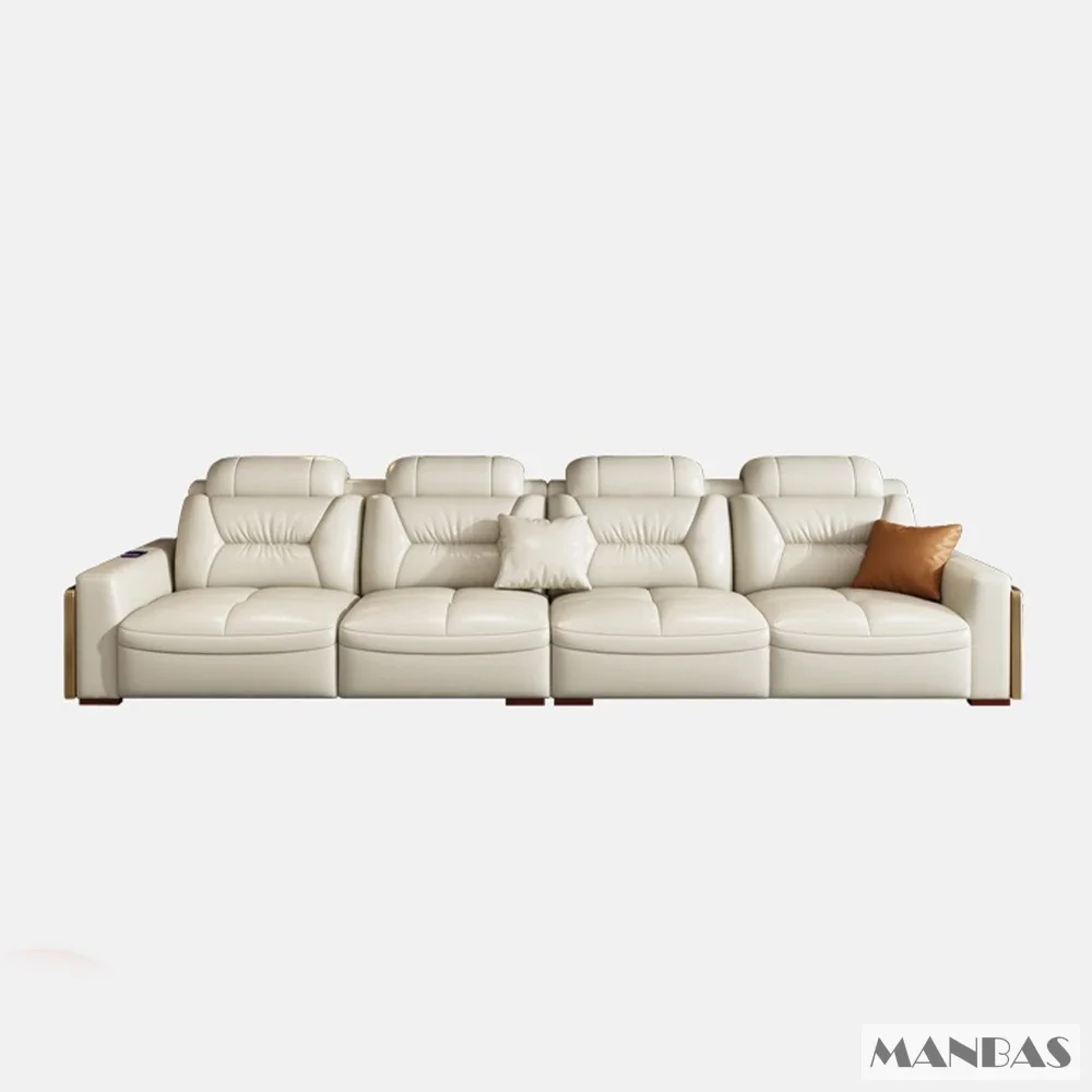 Premium Italian Genuine Leather Sectional Sofa Sets Couch Sofas with USB and Bluetooth Speaker - MANBAS Living Room Furniture - Image 10