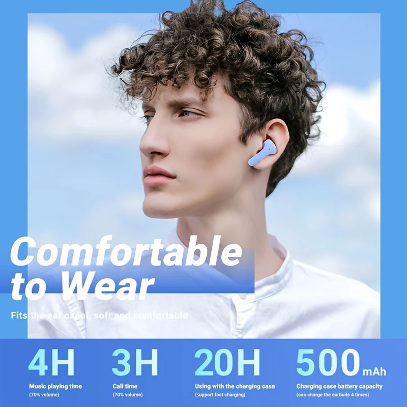 Original Wireless Bluetooth Earphone Transparent HIFI Headphones LED Power Digital Display Stereo Sound Earphones for Xiaomi - Image 3