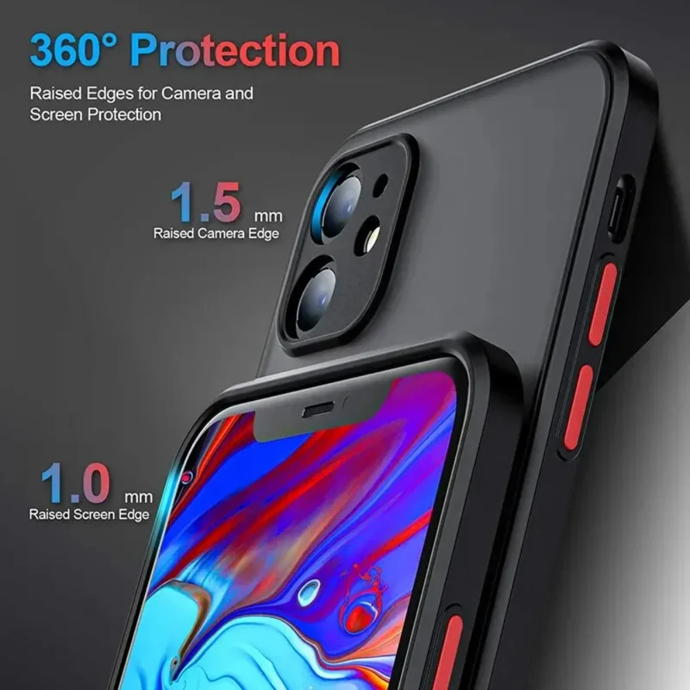 Shockproof Armor Matte Case For iPhone 16 15 14 Plus 13 11 12 Pro Max Luxury Silicone Bumper Clear Hard PC Back Cover Capa - Image 2
