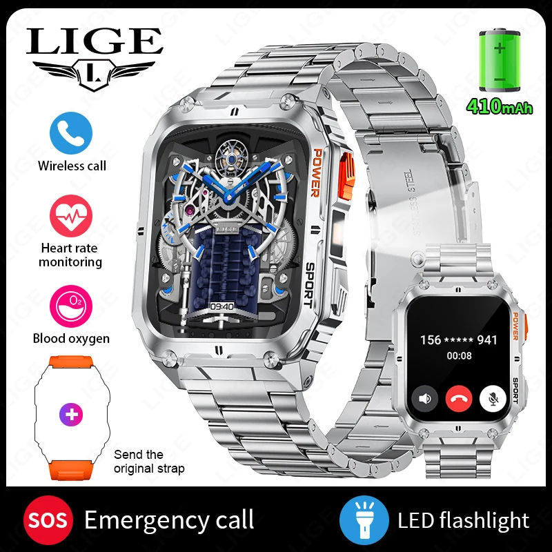 LIGE 1.91 inch HD Screen Smart Watch With Led Lighting IP68 Waterproof Outdoor Sports Health Monitor Smartwatch For Android IOS - Image 9
