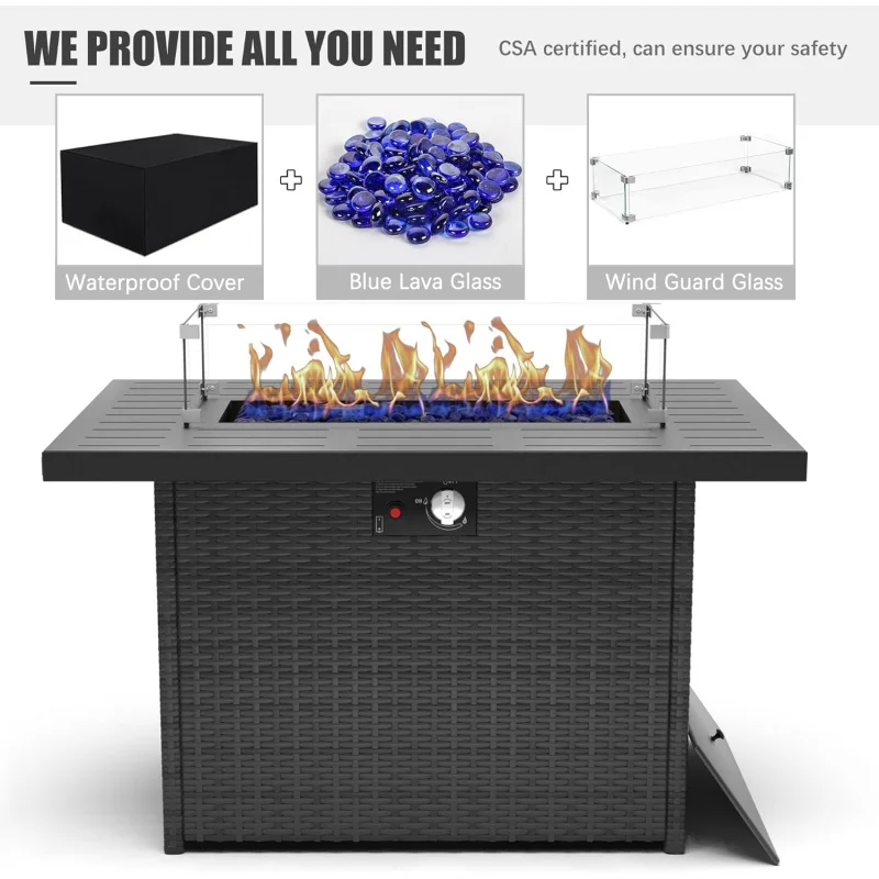 QLayinSun Aluminum Furniture with Fire Pit Table, 5 Pieces Patio Sectional Conversation Chat Sofa Modern Seating Set - Image 6