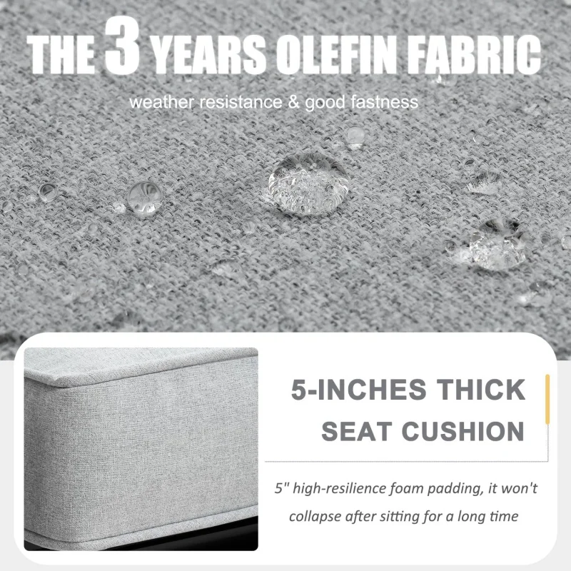 QLayinSun Aluminum Furniture with Fire Pit Table, 5 Pieces Patio Sectional Conversation Chat Sofa Modern Seating Set - Image 3