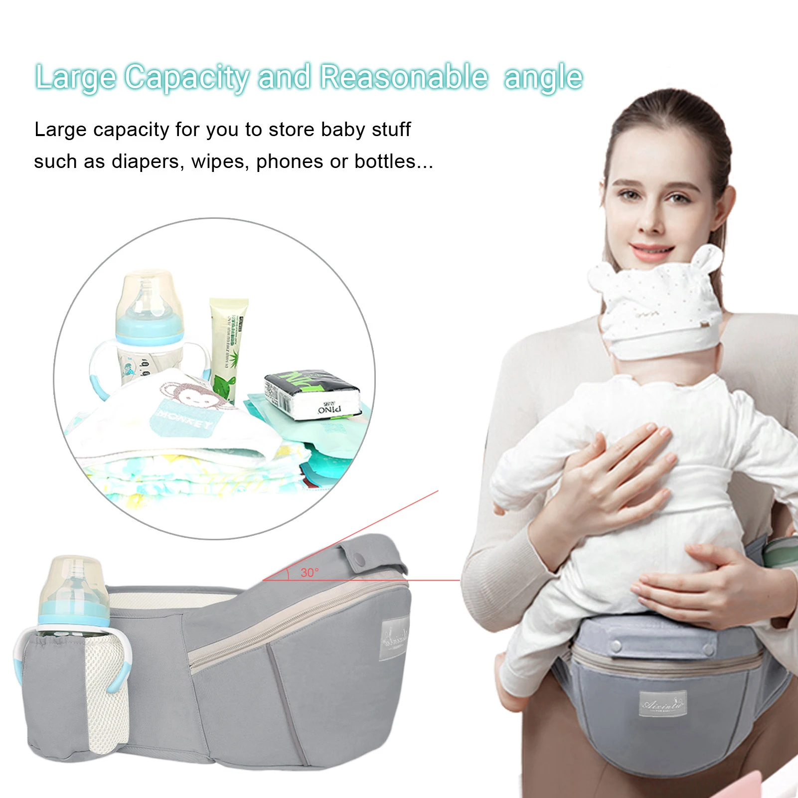 Cotton Baby Carrier Ergonomic Infant Waist Stool Newborn To Toddler Multi-use Before and After Kangaroo Bag Accessories - Image 2